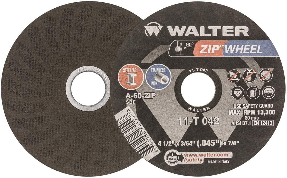 Walter Zip Wheel™ Cut-Off Wheel, 4.5" X 3/64" X 7/8'' T1, P...