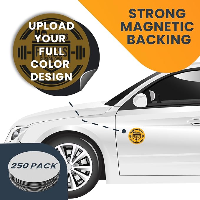 Magnet Me Up Customizable 30 Mil Round Magnet- 6”, 250 PK Weatherproof Car