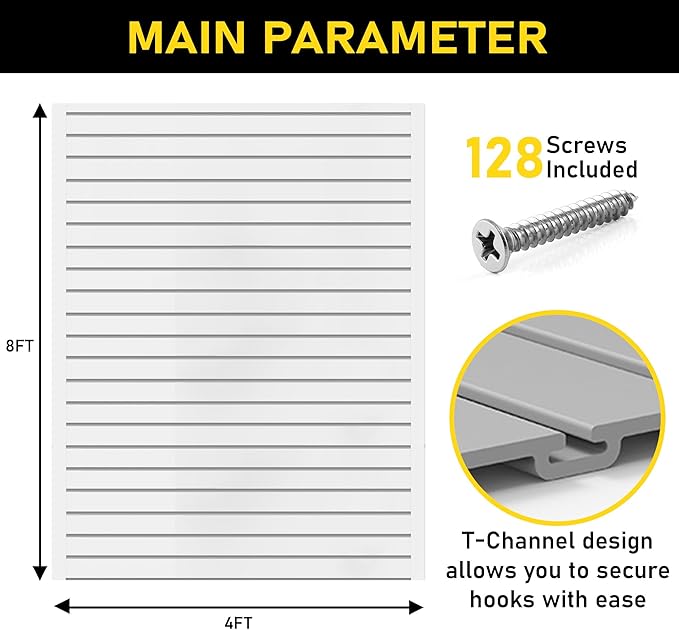Heavy Duty 8x4 PVC Garage Slatwall Storage System