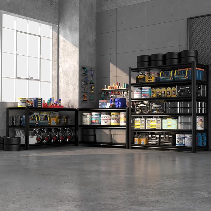 6 Tier Metal Shelving Unit, Adjustable Storage Shelves, Living Room