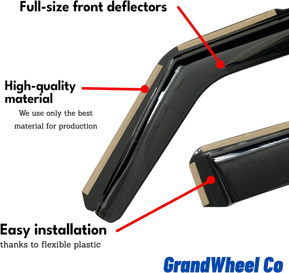 Window Deflectors Smoke Tinted In-Channel Side Window Vent Visor Deflectors R...