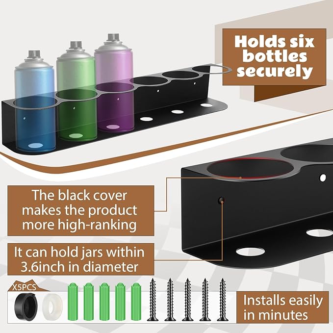 Therwen 2 Pcs 6 Holes All Purpose Steel Spray Bottle Holder Heavy Duty Can