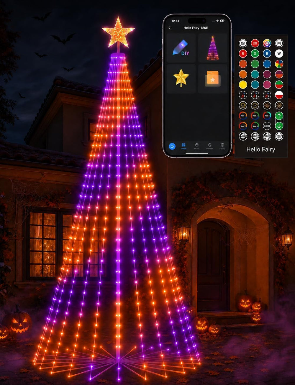 Popotan Halloween Outdoor Christmas Tree, 7FT 295 LED, RGB App Control