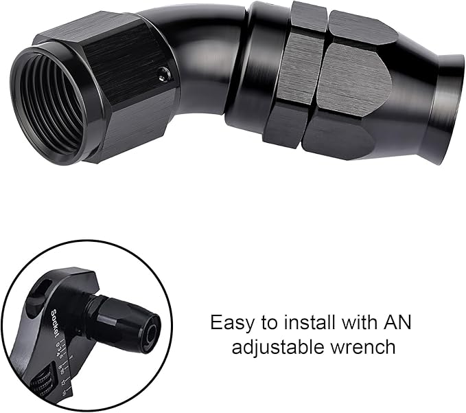 EVIL ENERGY 12AN 45 Degree PTFE One Piece Full Flow End Hose Fitting Aluminum