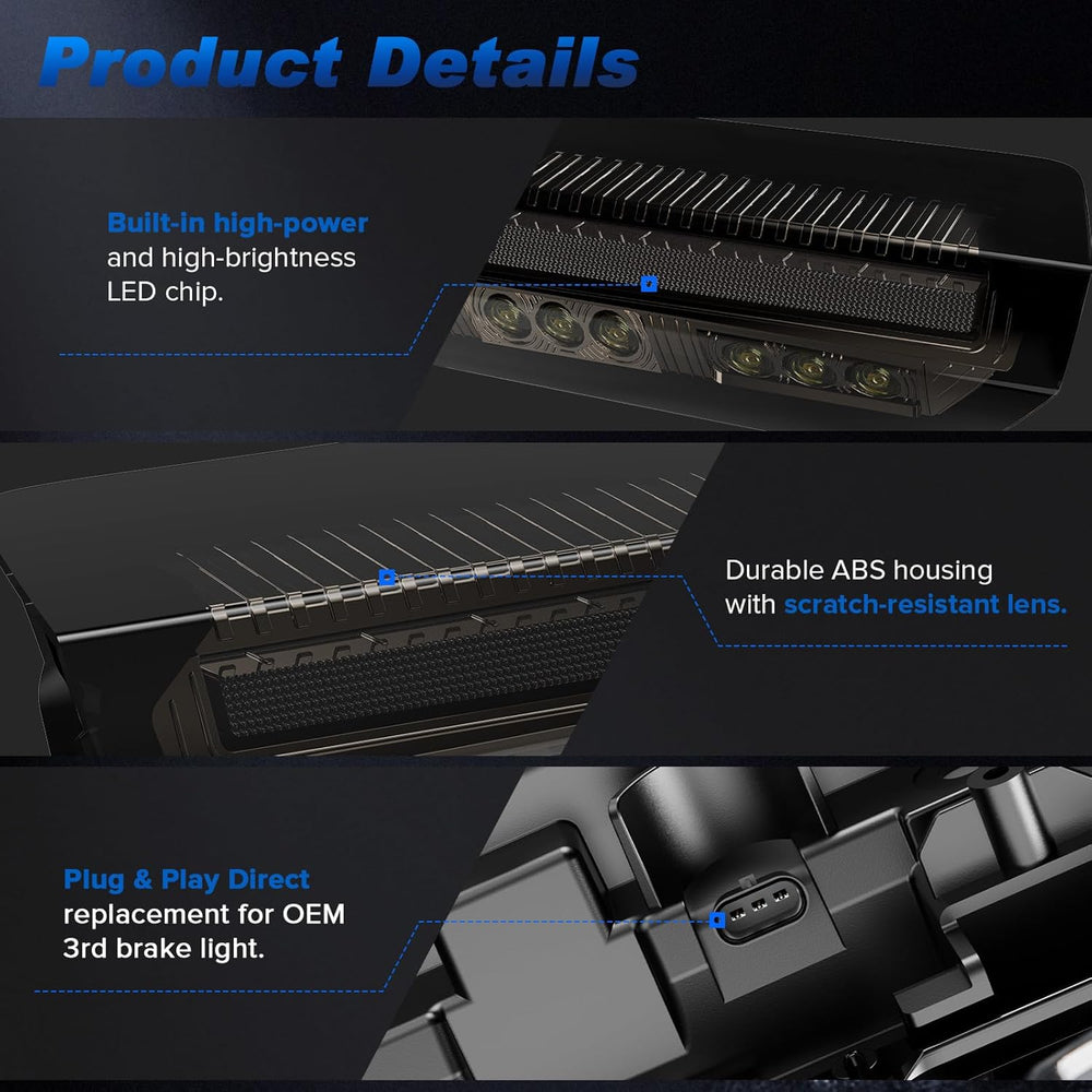 LED 3rd Third Brake Light Compatible with 2019-2025 Silverado Sierra 1500 250...