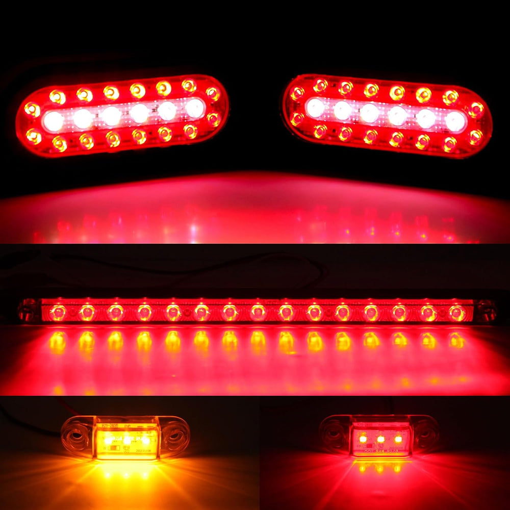 Partswcgg 6" Inch Oval Led Trailer Tail Backup Light Kit w/Mounting Bracket