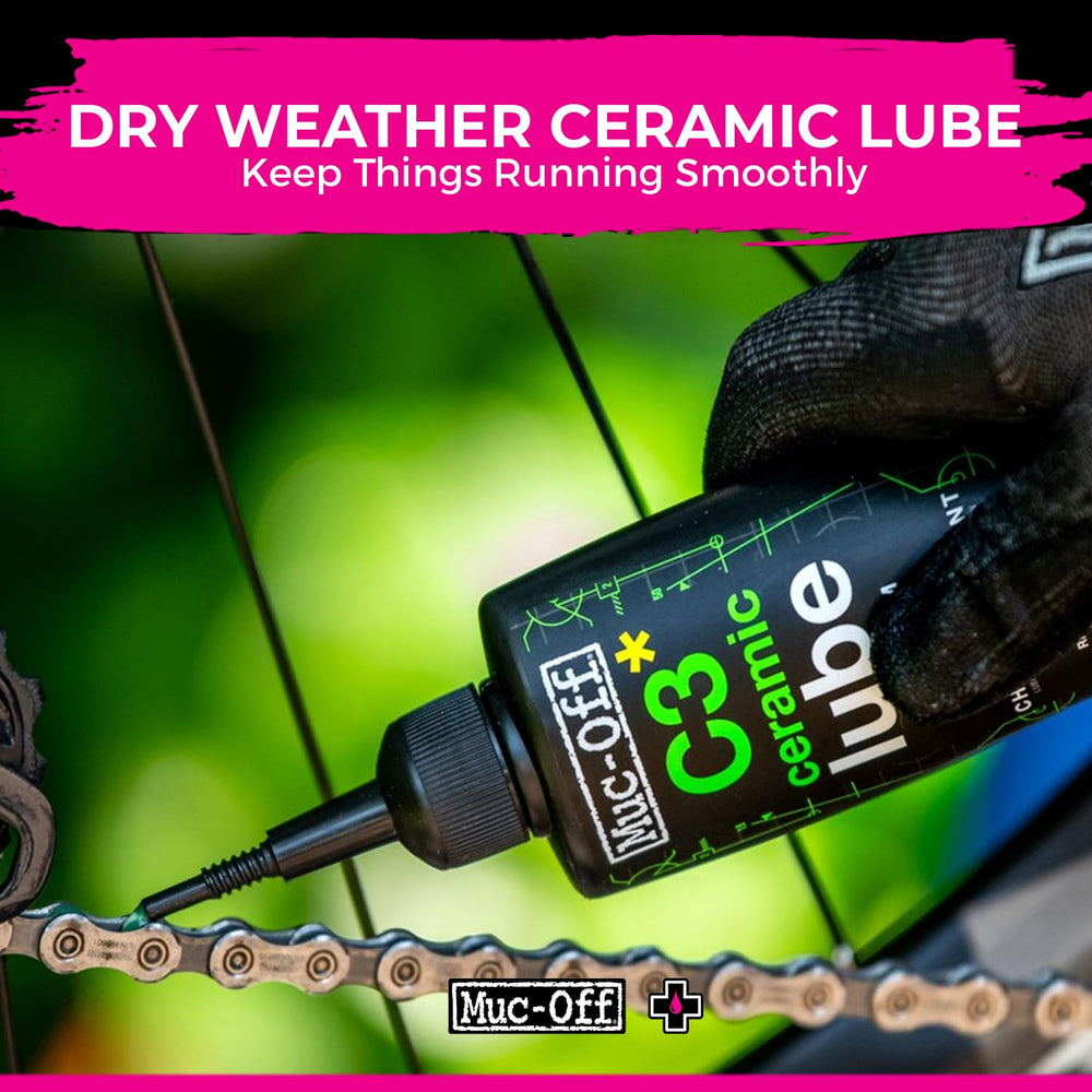 Muc-Off C3 Dry Weather Ceramic Lube 120ml (Pack of 2) with Microfiber Cloth |...