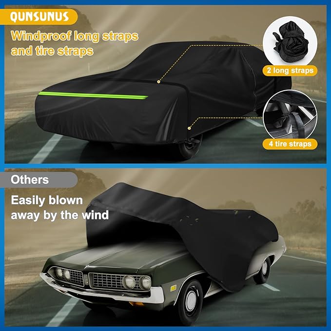 QUNSUNUS Waterproof Car Cover for Ford Torino 1968-1976 and Fairlane 1968-1970