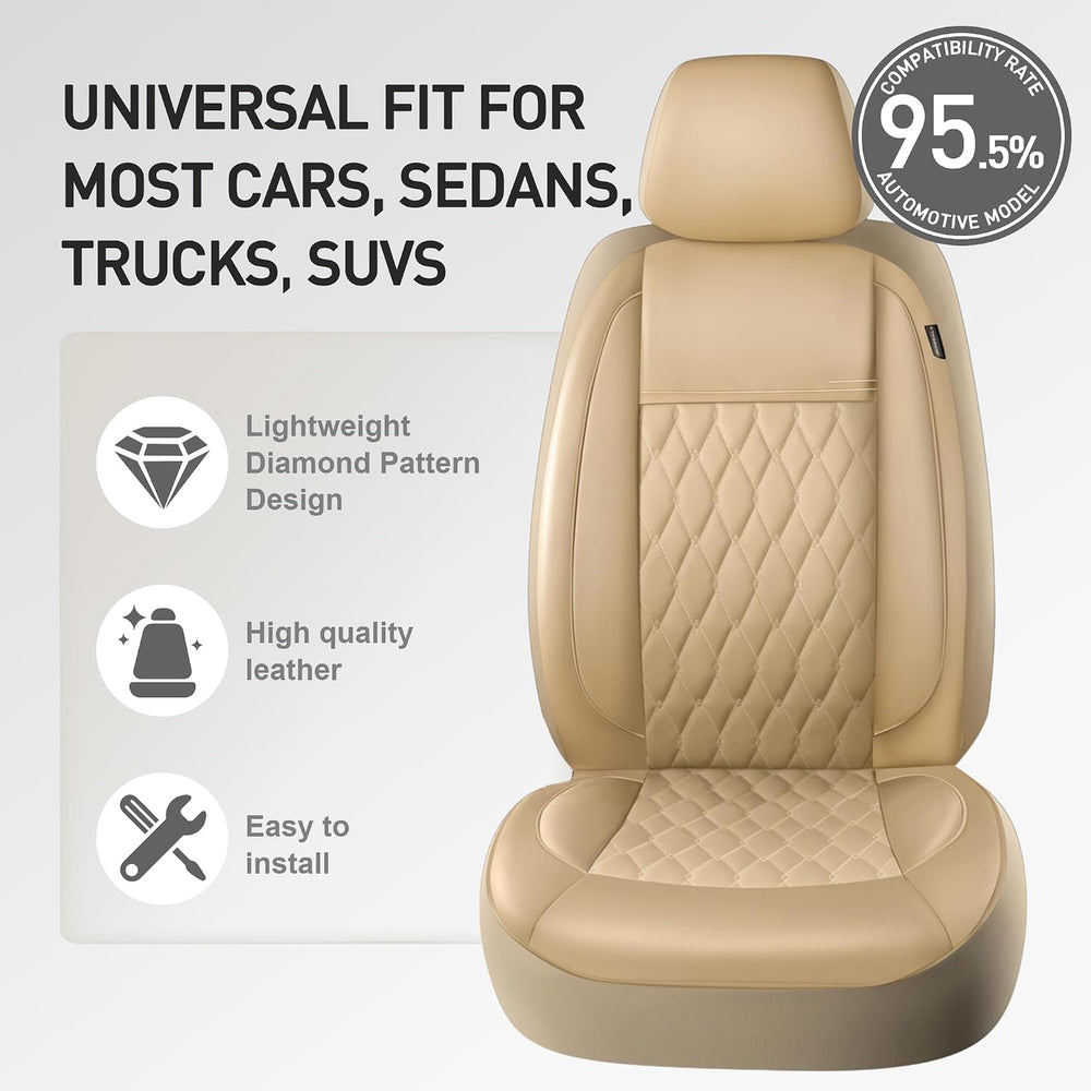 CAROMOP Faux Leather Car Seat Covers Full Set,Luxury and Comfortable Covers f...
