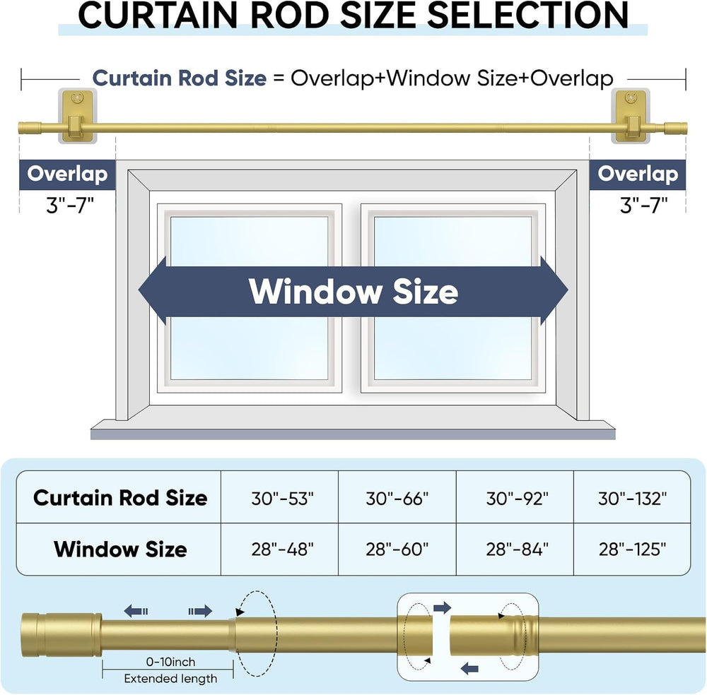 2.0 Upgraded No-Drill Curtain Rod for Windows 66 to 120 inches โ Renter-Frien...