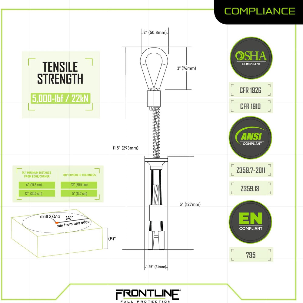 Frontline COB345K Reusable 5K Concrete and Steel Anchor Bolt | Removable Trig...