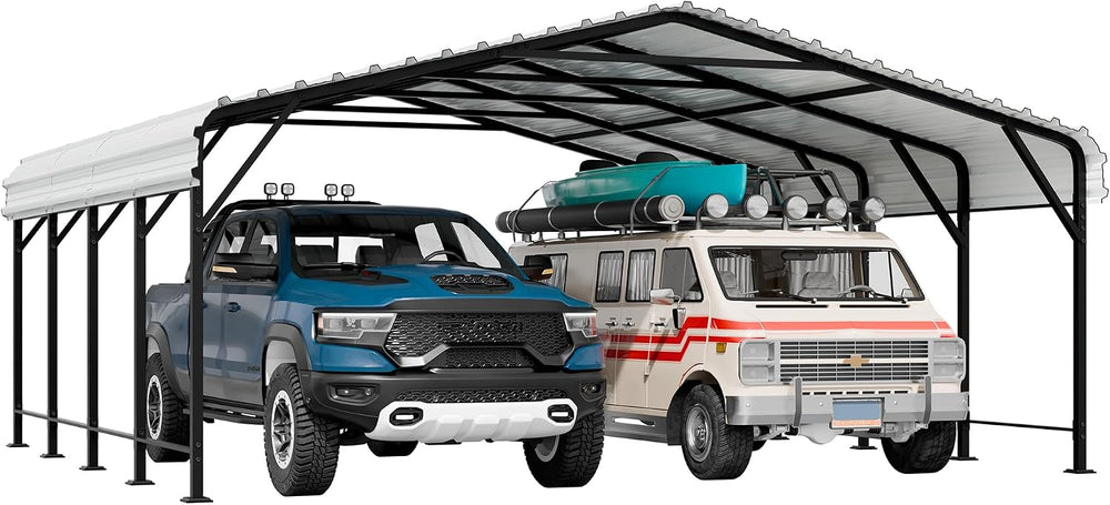 Shintenchi 20x20 FT Metal Carport, Oversized Carport Garage with Enhanced Bas...