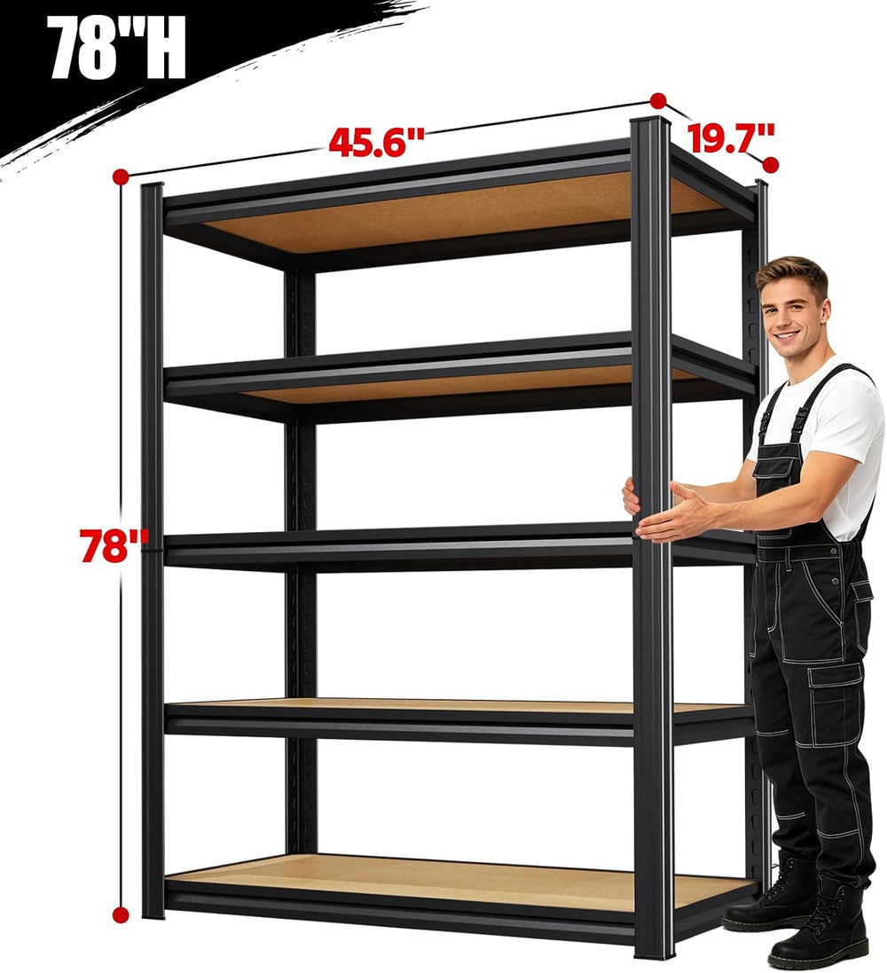 78''H Storage shelves, Adjustable Garage Shelving,5-Tier Shelving Unit