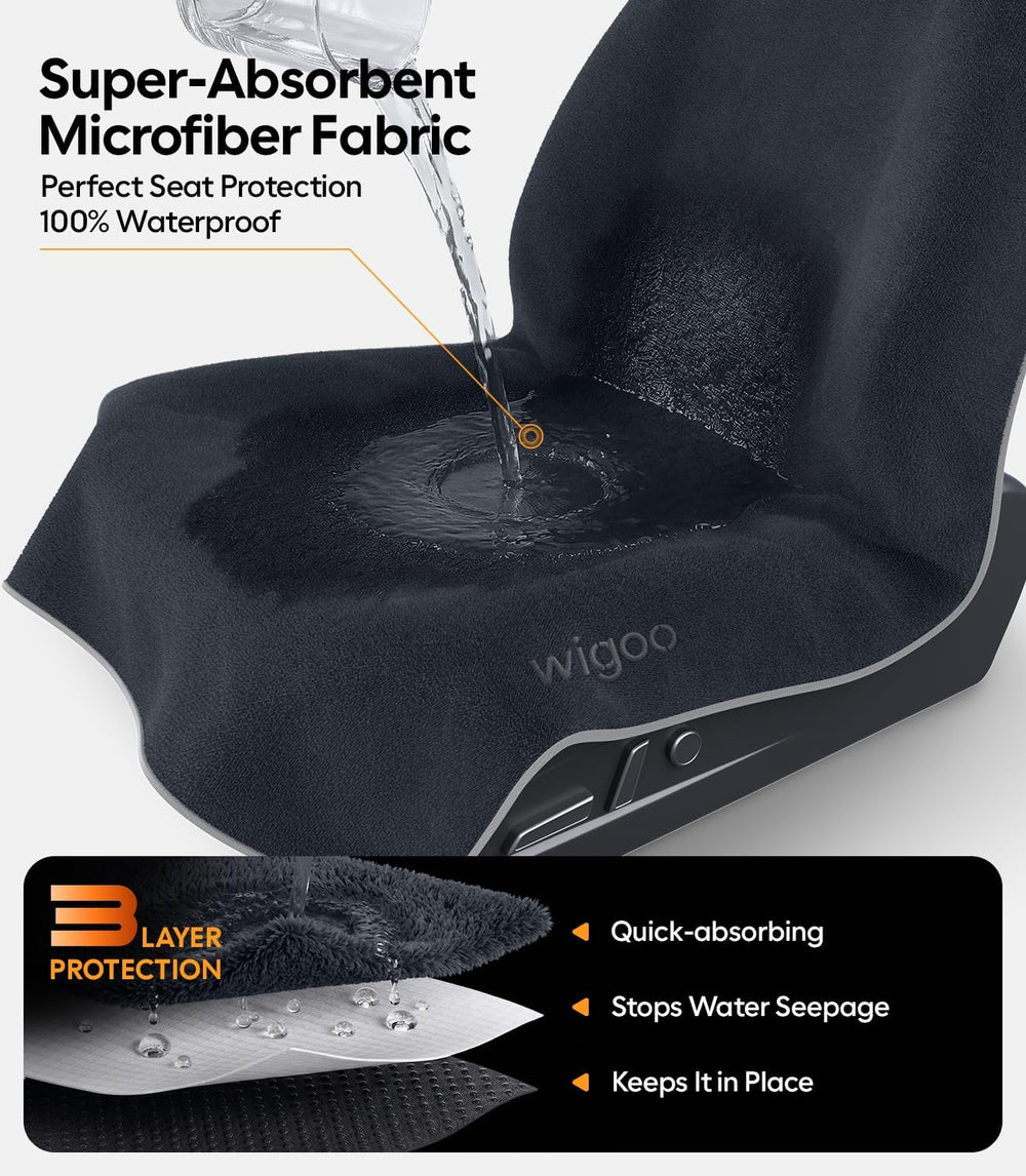 Wigoo Car Seat Cover Towel, Waterproof, for Use After Gym, Black, 1 Pack