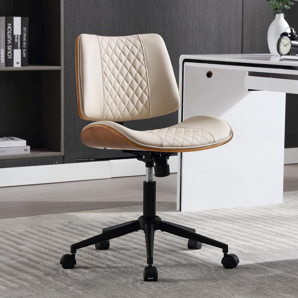 Home Office Chair No Arms with Wheels, Adjustable Height Small Desk Chair
