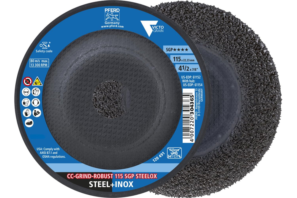Pferd CC-Grind-Robust Grinding Disc 4-1/2" x 7/8", Part 61152 (10PK)