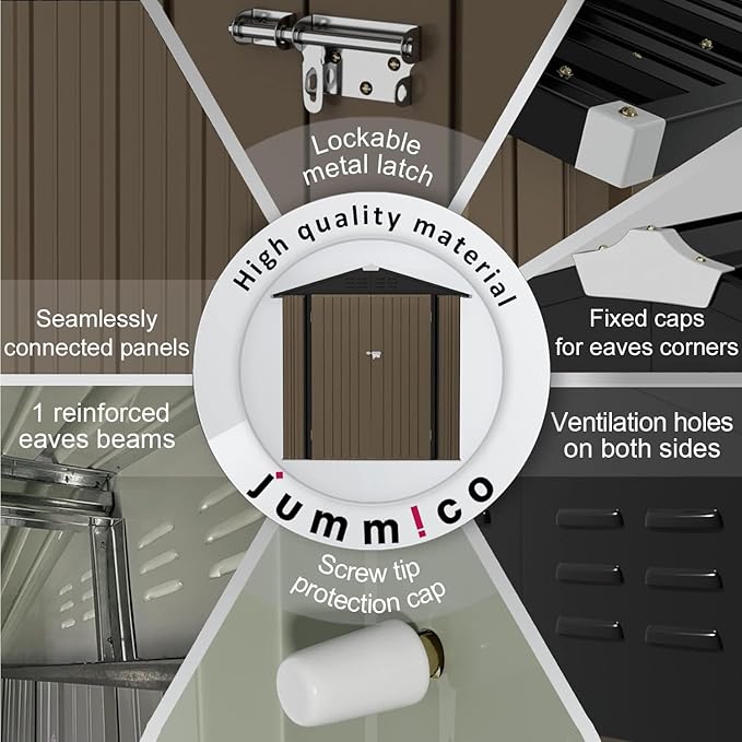 JUMMICO Metal Outdoor Storage Shed 6 x 4 FT Metal Shed