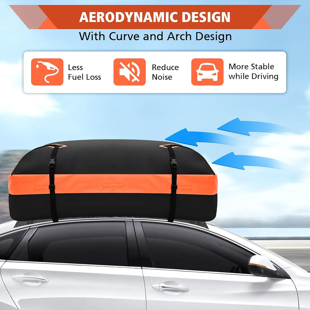 Roof Bag, Waterproof Soft Car Top Carrier Without Rack, 15 Cubic Feet Cargo C...