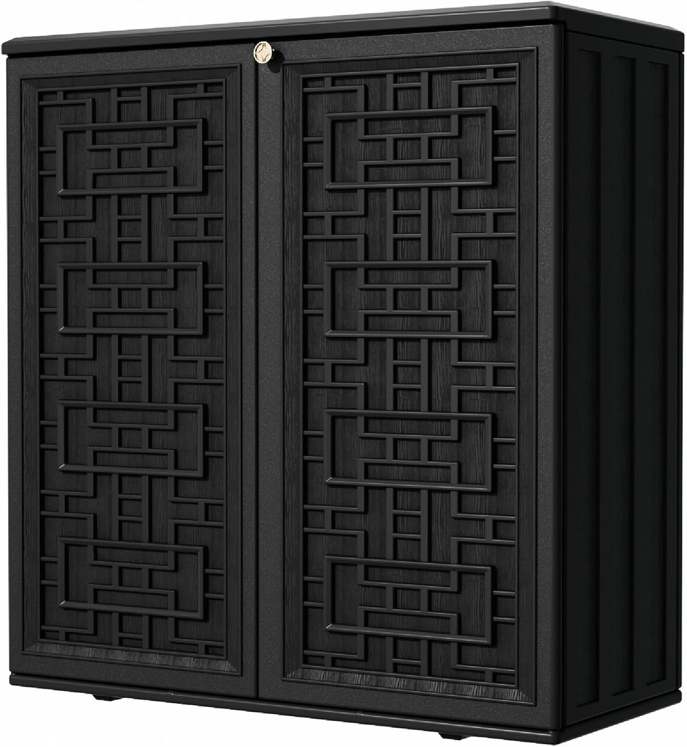 Mrosaa Outdoor Storage Cabinet Waterproof with Shelf,Resin Storage Sheds Outd...
