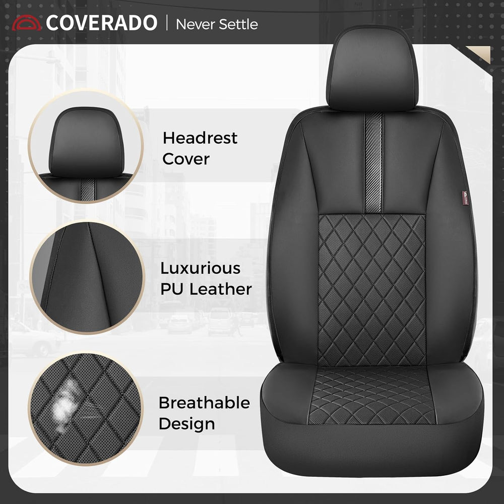 Coverado Car Seat Covers Full Set, Automotive Leather Seat Covers for Car,Uni...