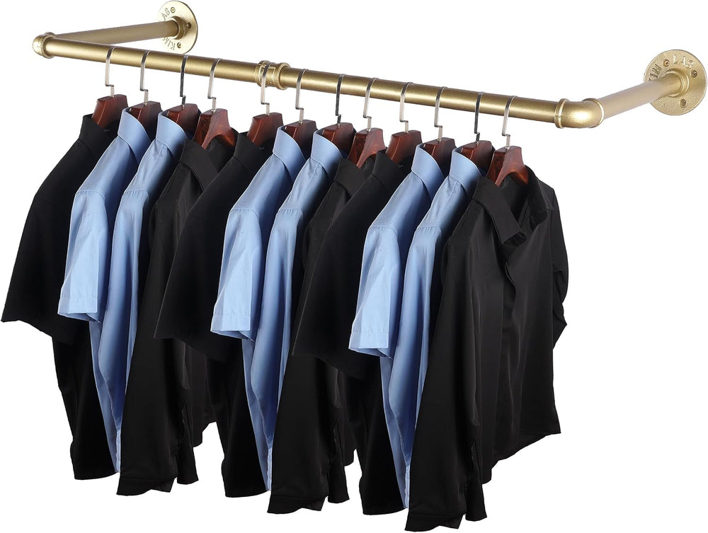 AddGrace Industrial Iron Pipe Clothing Garment Rack Wall Mounted Closet Rod R...