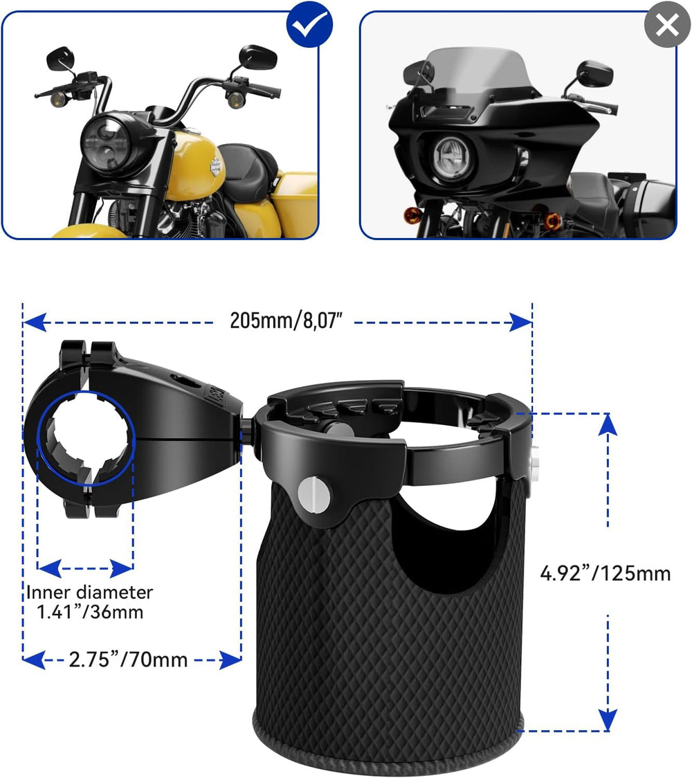 LEXIN C3 Motorcycle Cup Holder, Mount for 7/8"-1 1/4" Handlebars, B...