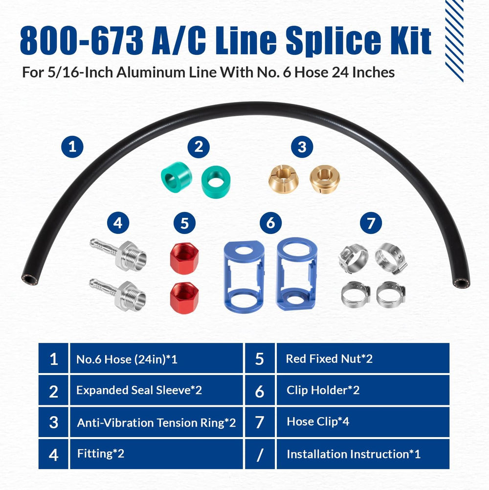 800-673 A/C Line Splice Kit for 5/16" Line With No. 6 Hose 24 Inches, Ai...