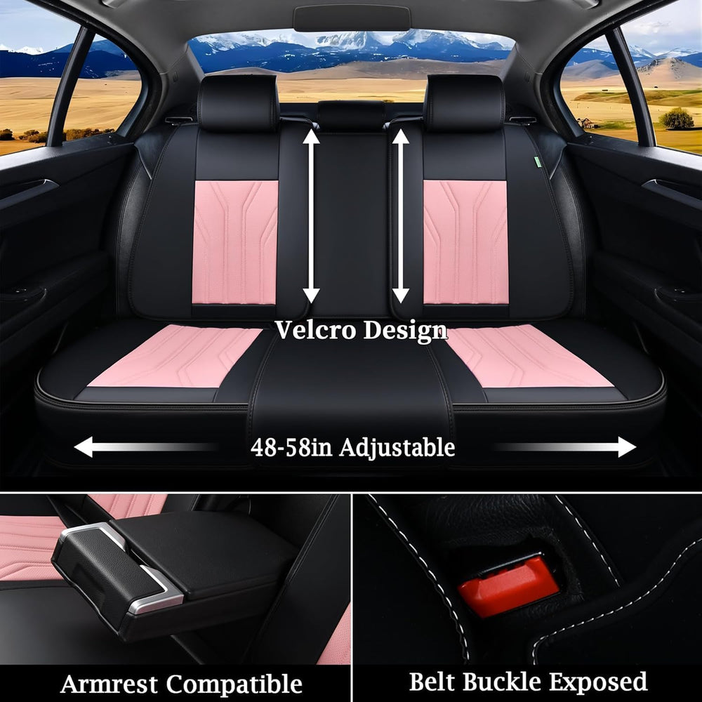 FLORICH Leather Seat Covers Pink Car Seat Covers Full Set Car Seat Protectors...