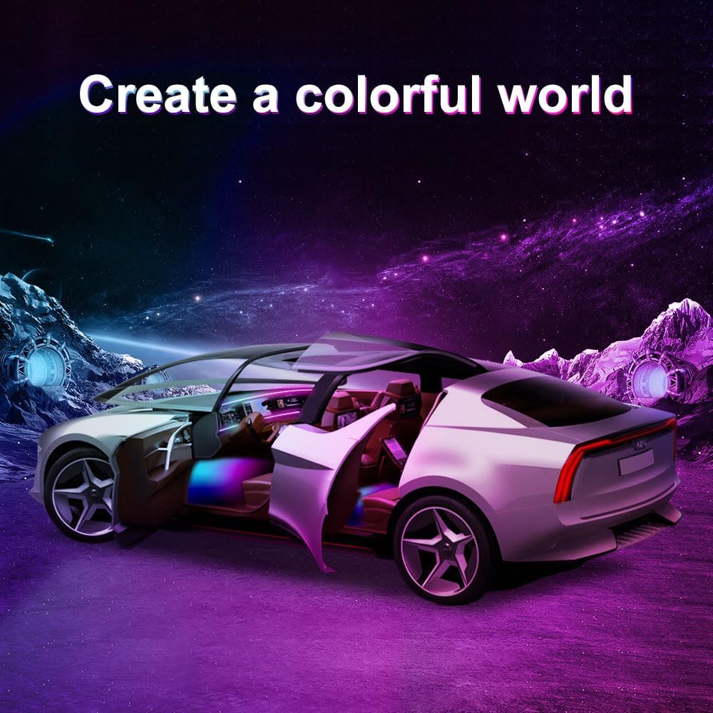 Acrylic Interior Car LED Lights with Remote and Wireless APP 10 in 1,Ambient ...