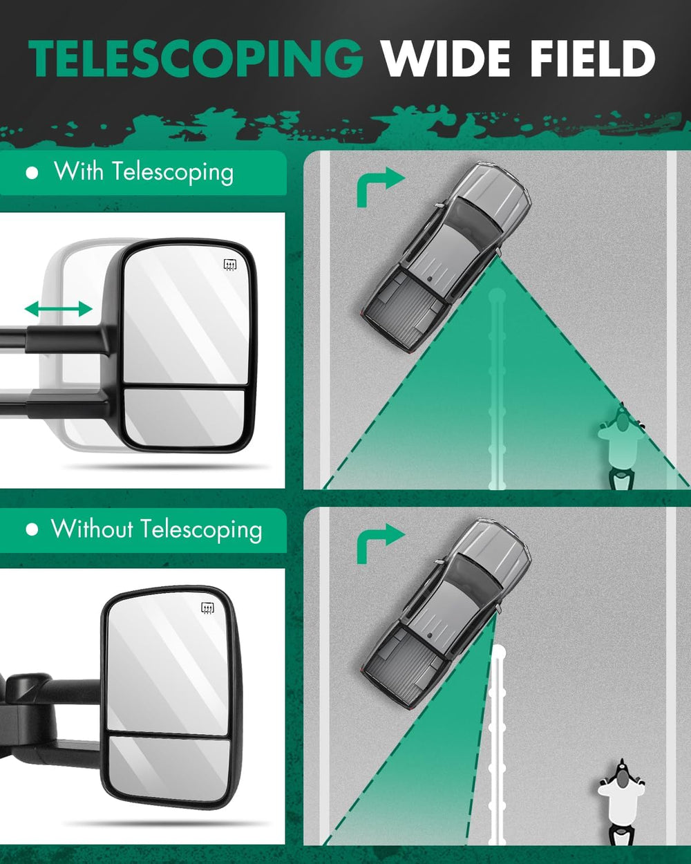 SCITOO Towing Mirrors Fit Chevy GMC Exterior Accessories Mirrors Fit 1999-200...