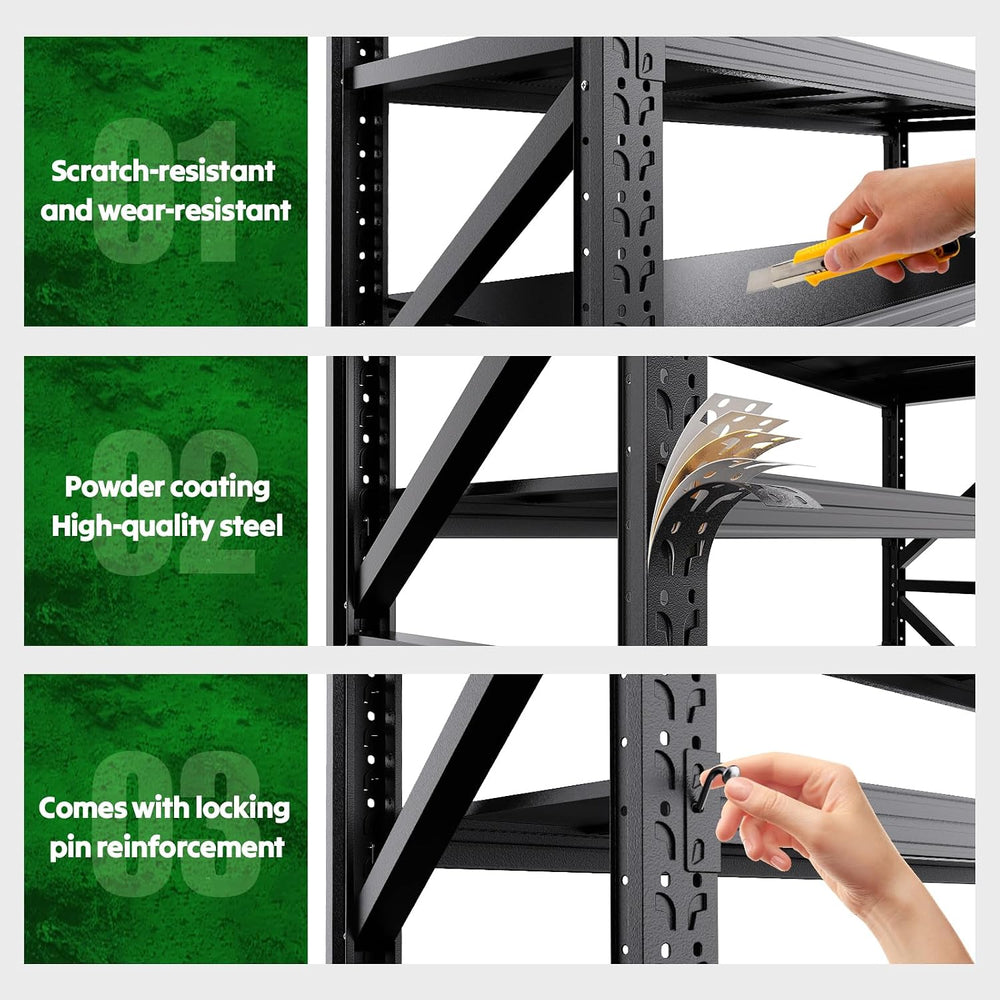 79"W Garage Shelving Heavy Duty Shelves, 4-Tier Garage Storage Shelves, ...