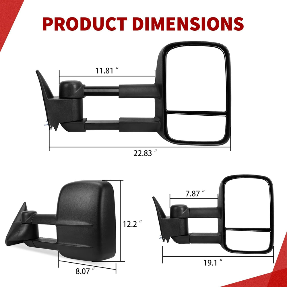 Towing Mirrors for 88-98 Chevy GMC C/K 1500 2500 3500 Pickup Pair Set Manual ...