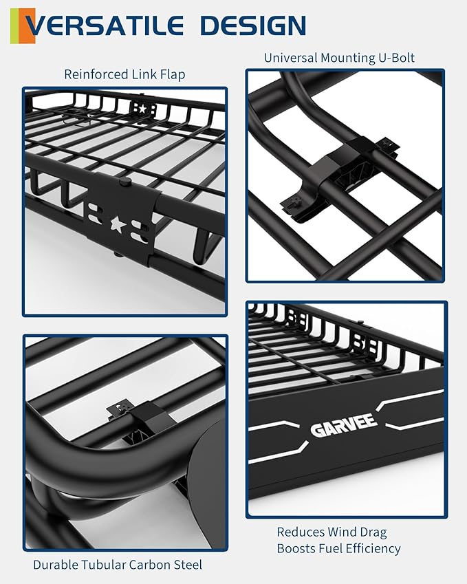 64" x 39" Universal Roof Rack Carrier Basket, 200 Lbs Capacity Car ...