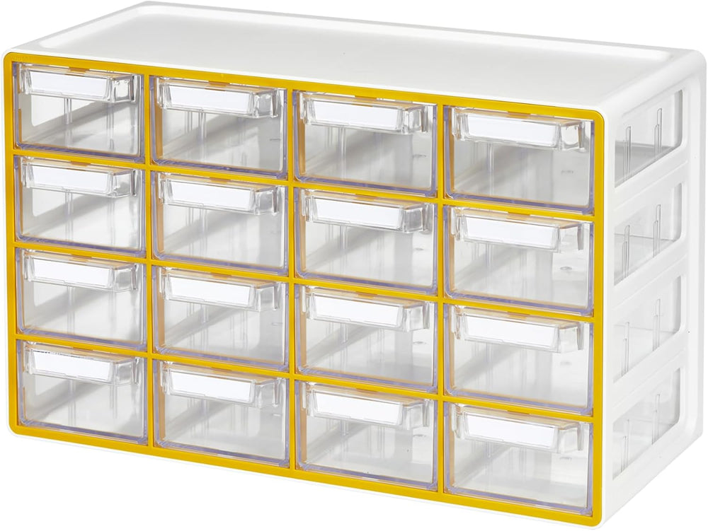 Blue Ginkgo 16-Drawer Storage Cabinet Organizer, Yellow, Made in Korea