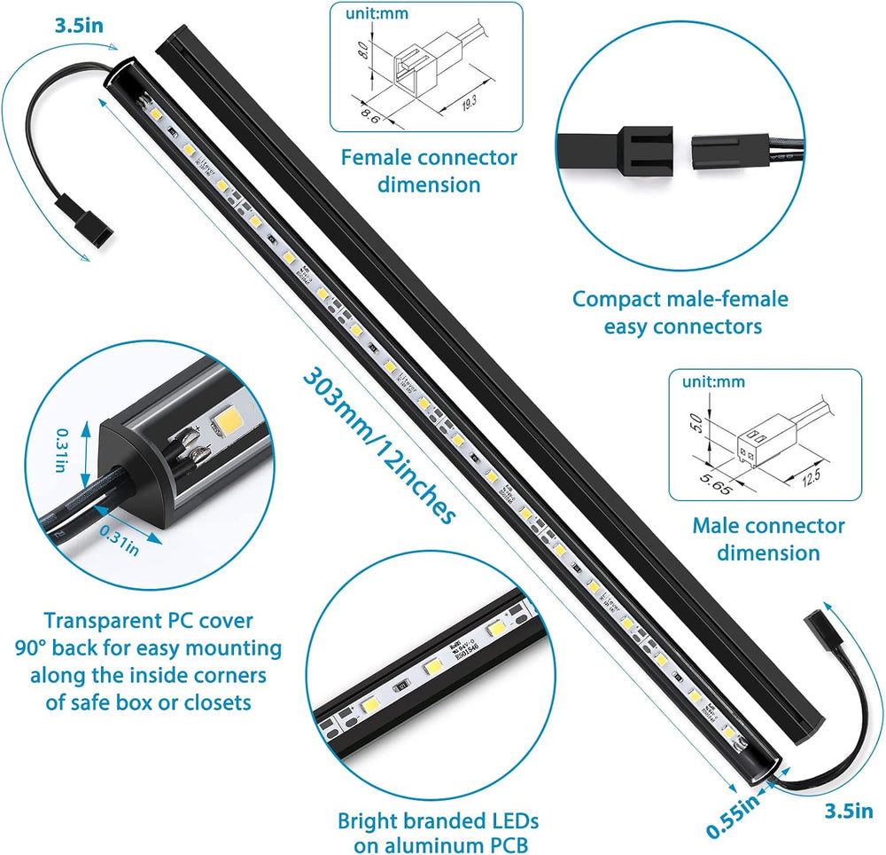 Litever LED Safe Lighting Kit Plug in. Door Control Activated. 5000K
