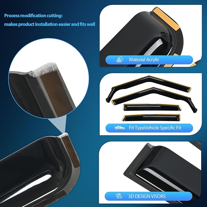 Nilight Durable in Channel Rain Guards (4PCS)