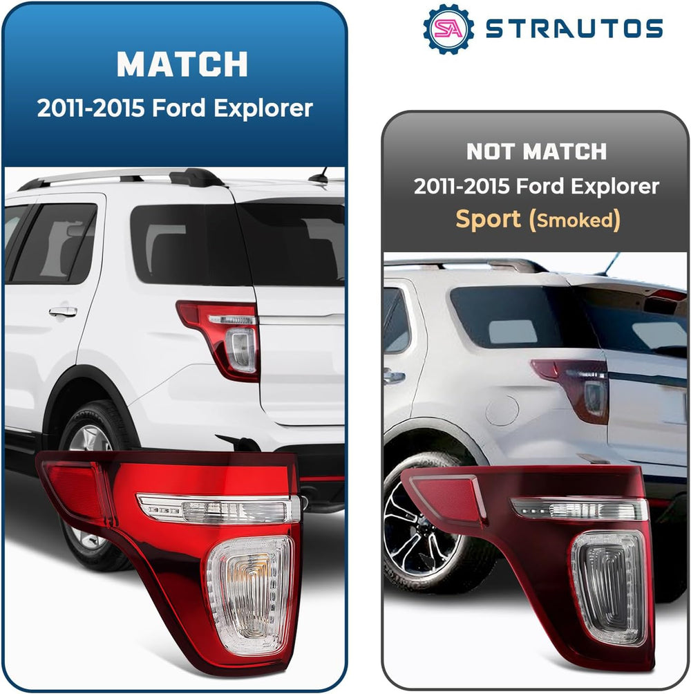 Tail Lights Compatible with 2011 2012 2013 2014 2015 Ford Explorer Rear Brake...