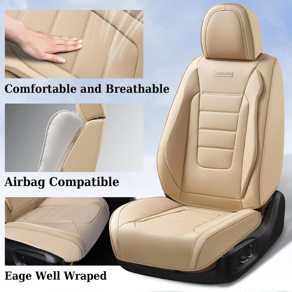 Coverado Car Seat Covers Front Seats, Car Seat Cover Beige, Car Seat Protecto...