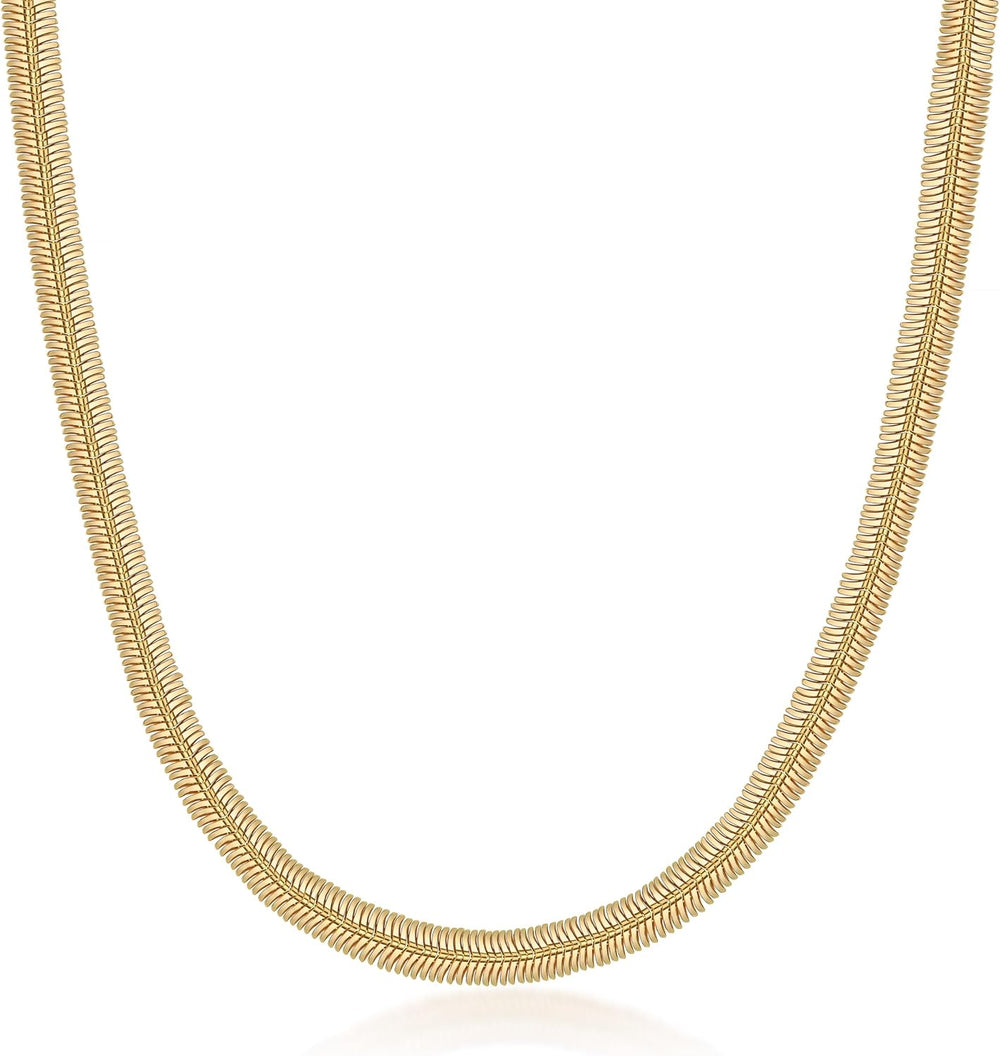 Barzel 18K Gold Plated Flat Herringbone Snake Chain Necklace for Women | Made...