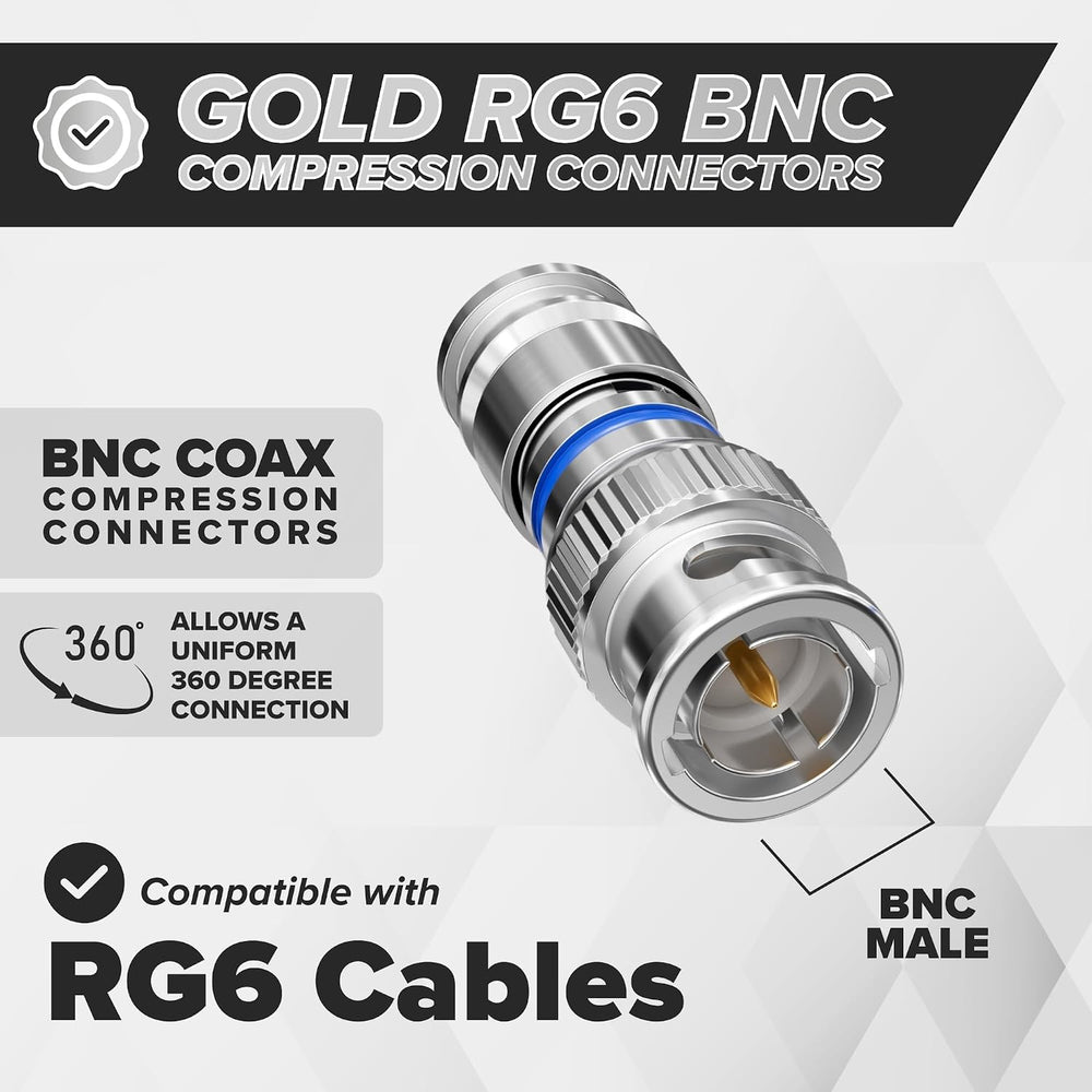 THE CIMPLE CO - BNC Compression Connector for RG6 Coaxial Cable - Male RG6 BN...