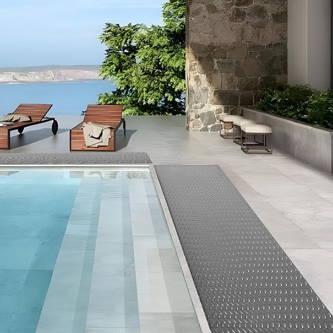 Boshen 7.5Ft x 17Ft Rubber Flooring Mats 1.6mm Diamond Plate Flooring Roll