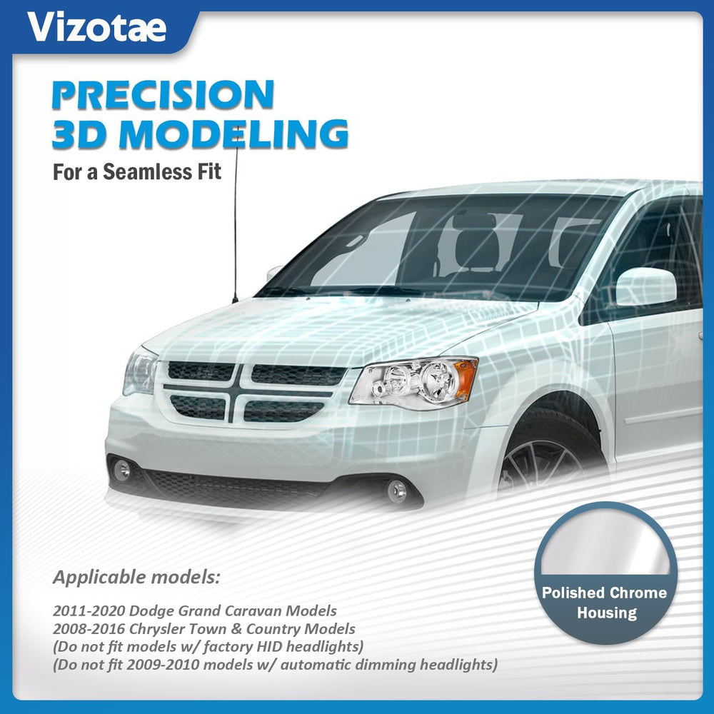 Headlights Assembly for 2011-2020 Dodge Grand Caravan, for 2008-2016 Chrysler...