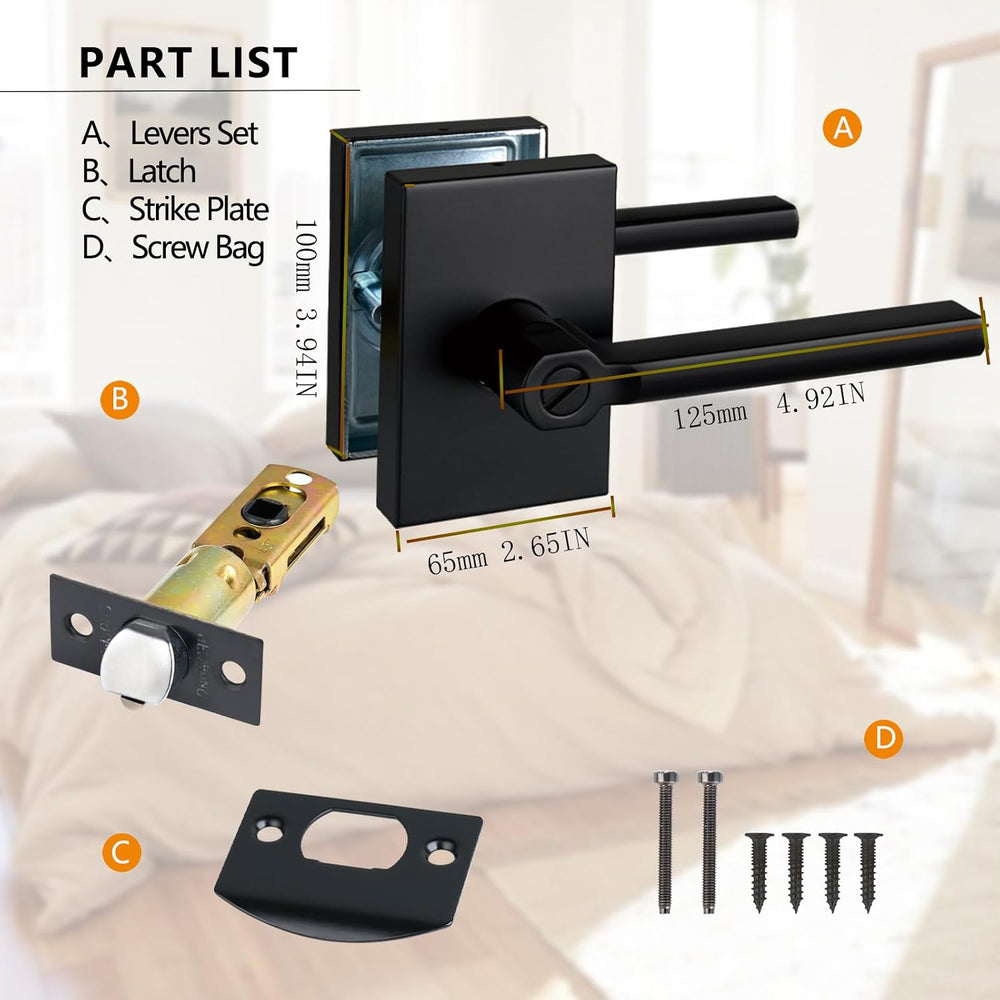 NEWBANG Long Plate Bed and Bath Room Door Lever for Privacy Bathroom and Inte...