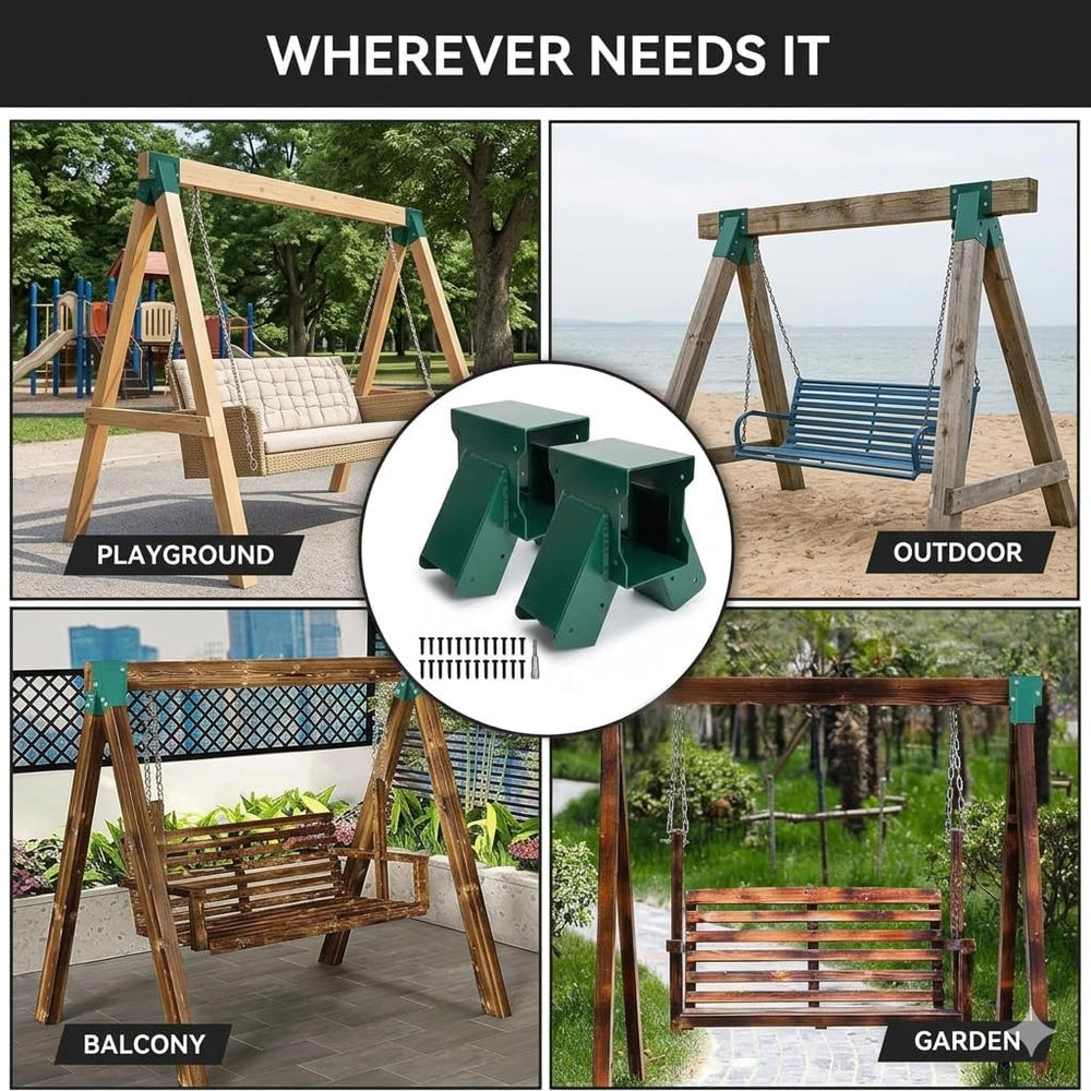 A-Frame Swing Set Bracket Kit, 2-Piece Wood Swing Hardware for Outdoor Playgr...