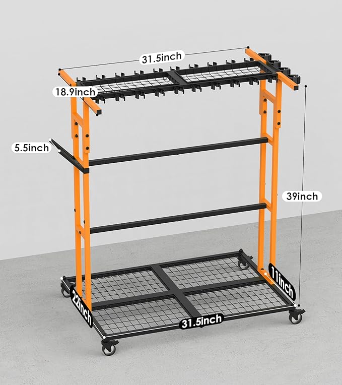 CCCEI Garage Organization with Wheels, Outdoor Gargen Yard Shed Tools Organizer