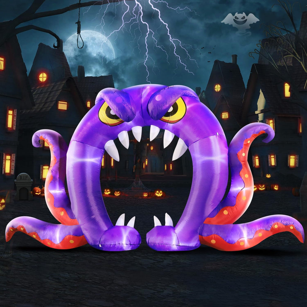 DomKom Halloween Inflatable Blow Up Decorations, 16FT Long 8FT Tall Purple Mo...