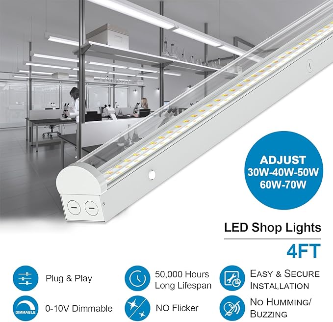 4FT LED Linear Strip Light, Super Bright 4 Foot LED Shop Lights 70W 60W 50W 4...