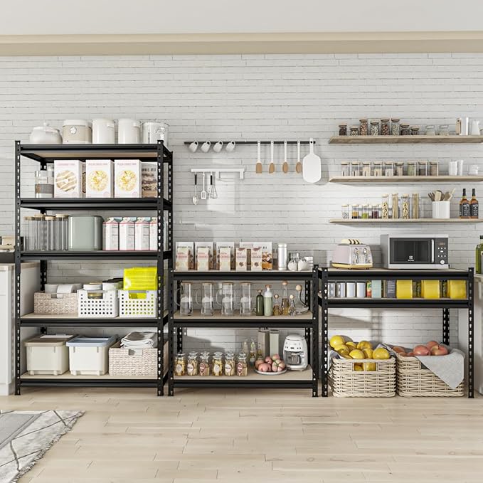 5-Tier Adjustable Metal Storage Shelves Heavy Duty Garage Shelving, Basement ...