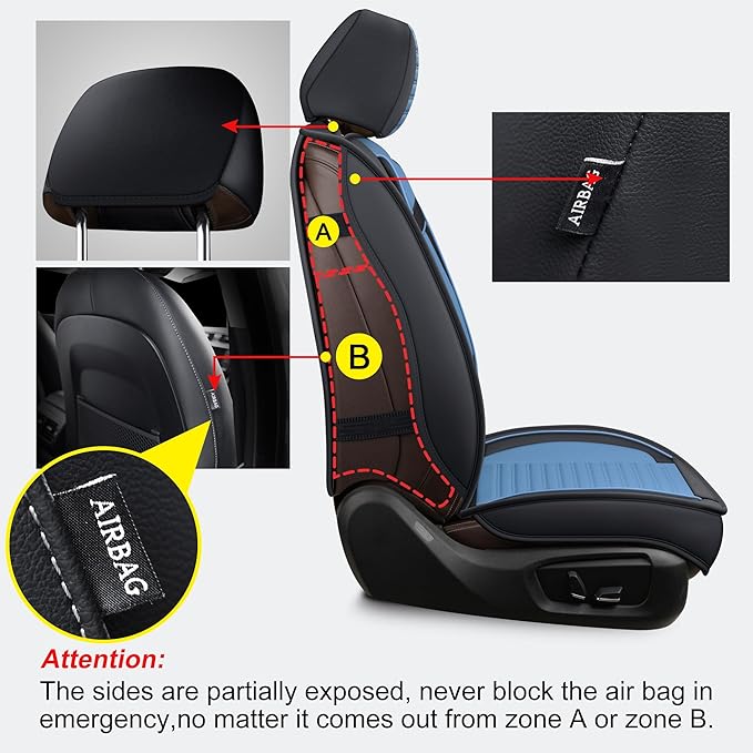 LINGVIDO Car Seat Covers, Breathable and Waterproof Faux Leather Automotive