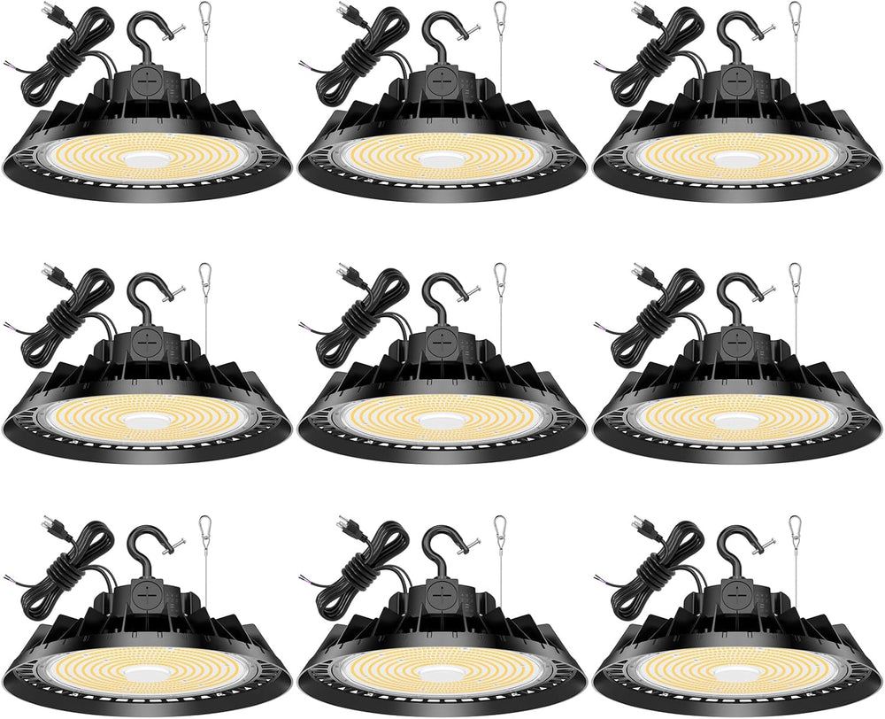 9Pack LED High Bay Lights, 300W UFO High Bay LED Shop Lights, 45000LM
